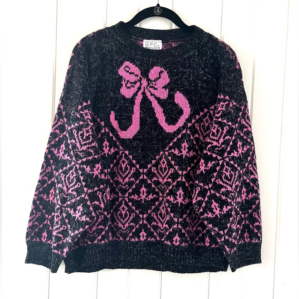 GFC Vintage 1980’s Pink Ribbon Sweater, Sz L (P2P 24”)